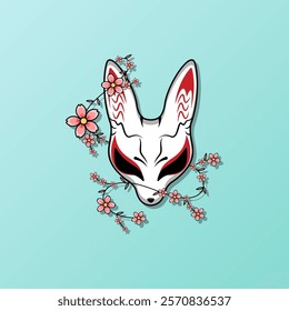 Japanese Kitsune Mask Vector Illustration