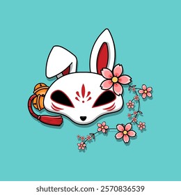 Japanese Kitsune Mask Vector Illustration