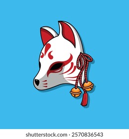 Japanese Kitsune Mask Vector Illustration