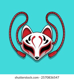 Japanese Kitsune Mask Vector Illustration