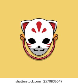 Japanese Kitsune Mask Vector Illustration