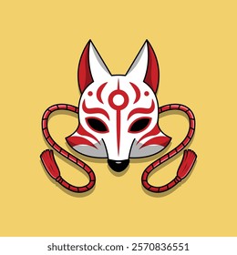 Japanese Kitsune Mask Vector Illustration