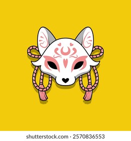 Japanese Kitsune Mask Vector Illustration