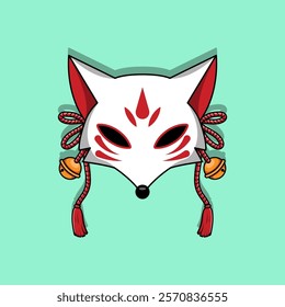 Japanese Kitsune Mask Vector Illustration