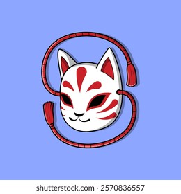 Japanese Kitsune Mask Vector Illustration