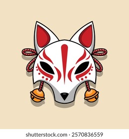 Japanese Kitsune Mask Vector Illustration