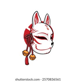 Japanese Kitsune Mask Vector Illustration