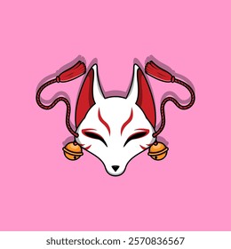 Japanese Kitsune Mask Vector Illustration