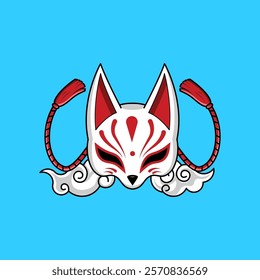 Japanese Kitsune Mask Vector Illustration