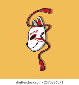 Japanese Kitsune Mask Vector Illustration