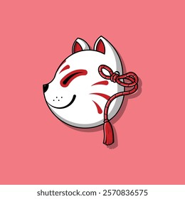 Japanese Kitsune Mask Vector Illustration