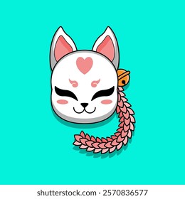 Japanese Kitsune Mask Vector Illustration