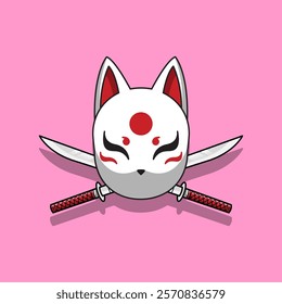 Japanese Kitsune Mask Vector Illustration