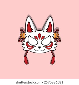 Japanese Kitsune Mask Vector Illustration