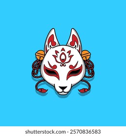 Japanese Kitsune Mask Vector Illustration