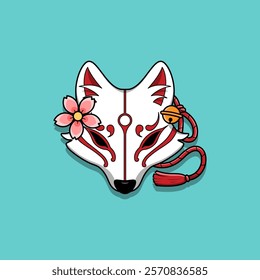 Japanese Kitsune Mask Vector Illustration