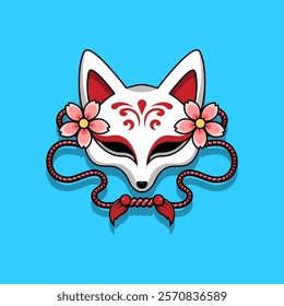 Japanese Kitsune Mask Vector Illustration