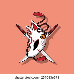 Japanese Kitsune Mask Vector Illustration