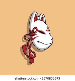 Japanese Kitsune Mask Vector Illustration