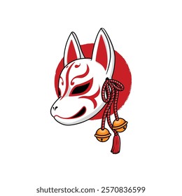 Japanese Kitsune Mask Vector Illustration