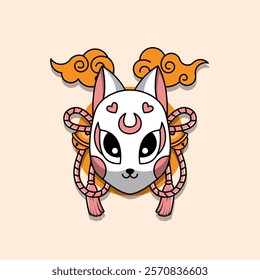 Japanese Kitsune Mask Vector Illustration