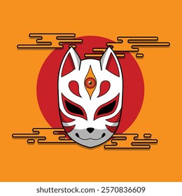 Japanese Kitsune Mask Vector Illustration