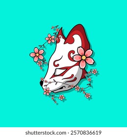 Japanese Kitsune Mask Vector Illustration