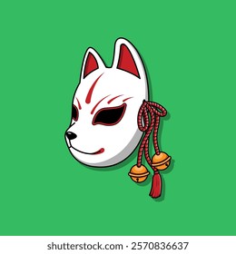 Japanese Kitsune Mask Vector Illustration