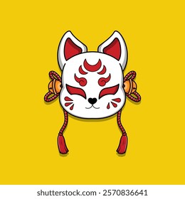 Japanese Kitsune Mask Vector Illustration