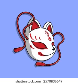 Japanese Kitsune Mask Vector Illustration