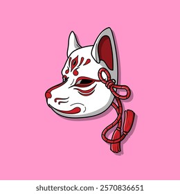 Japanese Kitsune Mask Vector Illustration