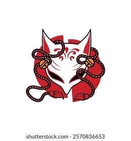 Japanese Kitsune Mask Vector Illustration