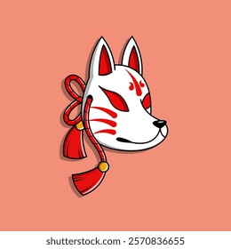 Japanese Kitsune Mask Vector Illustration