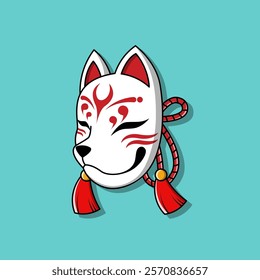 Japanese Kitsune Mask Vector Illustration