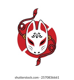 Japanese Kitsune Mask Vector Illustration