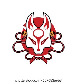 Japanese Kitsune Mask Vector Illustration