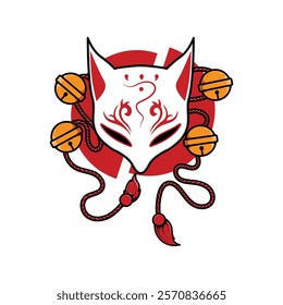 Japanese Kitsune Mask Vector Illustration