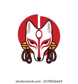 Japanese Kitsune Mask Vector Illustration