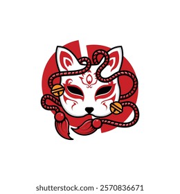 Japanese Kitsune Mask Vector Illustration