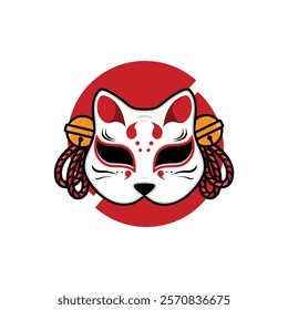 Japanese Kitsune Mask Vector Illustration