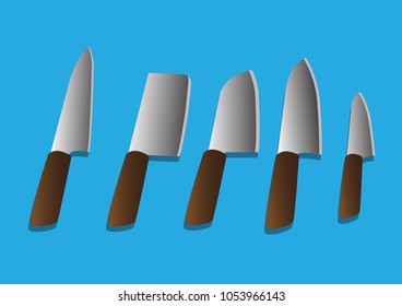 Japanese knife vector for kitchen