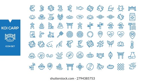 Japanese Koi Carp Icon Set