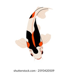 Japanese koi fish. Cartoon koifish icon, minimal colorful oriental carp decorative element for print design, flat underwater character. Vector isolated illustration.