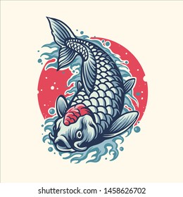 japanese koi fish illustration vector