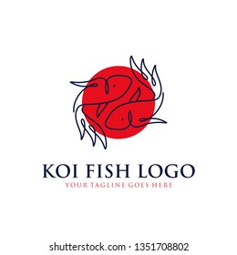 japanese koi fish logo with line art