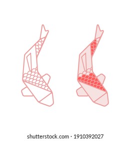 Japanese koi fish logo with scale pattern on white