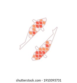 Japanese koi fish logo with scale pattern on white
