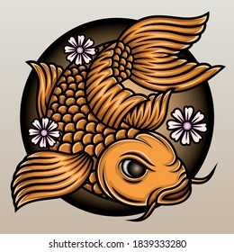 Japanese koi fish. Premium vector