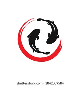 Japanese Koi Logo Template. Koi Fishes Logo. Luck, prosperity and good fortune. Animal, asian. This logo perfectly used for any fishing or aquarium related businesses.