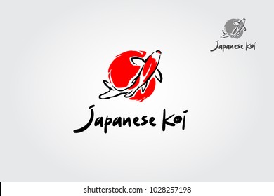 Japanese Koi Logo Template. This logo perfectly used for any fishing or aquarium related businesses.